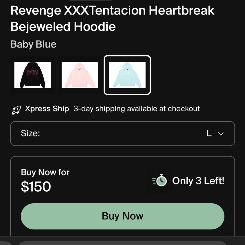 Revenge Clothing Baby Blue Jewel Hoodie